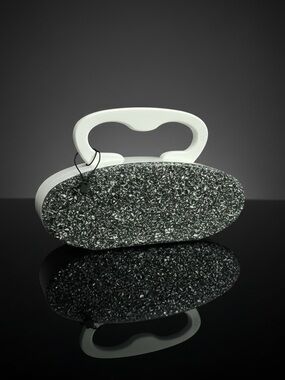 Edie Parker Silver Glitter Oval Clutch with White Handle Accent NWOT